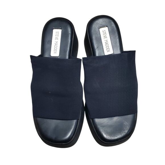 Y2k Platfrom Slides Black Steve Madden Vintage Chunky - Size IT 38 (7.5) - Picture 1 of 7